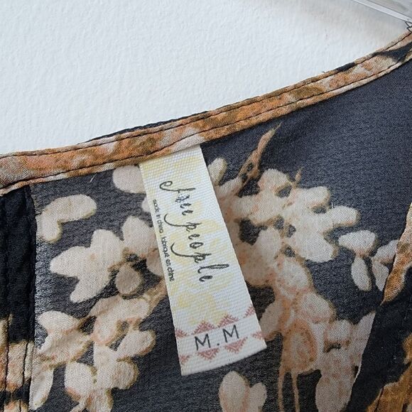 FREE PEOPLE Float Away Floral Romper Black and Mustard Size Medium - Picture 4 of 14